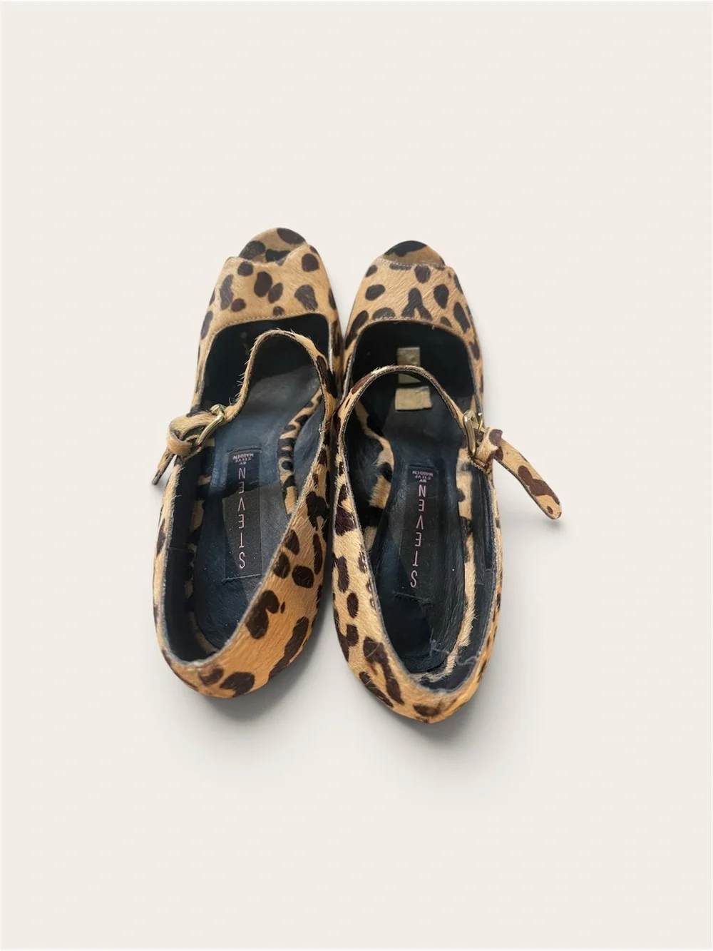 Leopard (real animal hair)Mary Jane Platform Wedge Heels - Steve Madden